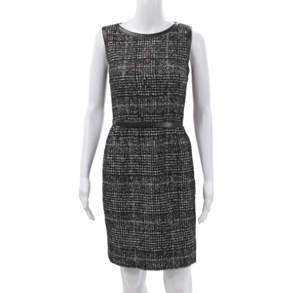 Akris Punto Women Sheath Midi Dress Black Wool Blend Sleeveless Zip Size 4
